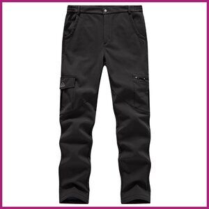 Fleece Lined Waterproof Windproof Hiking Pants with 6 Pockets